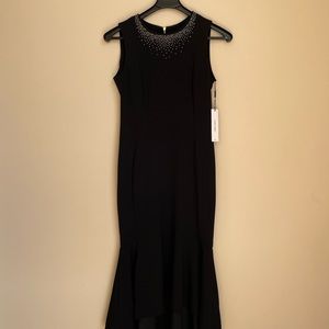 Calvin Klein fit and flare midi dress black with embellishments